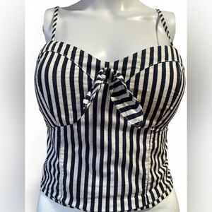 Say What? Black and White Striped Tie-Front Cami Top